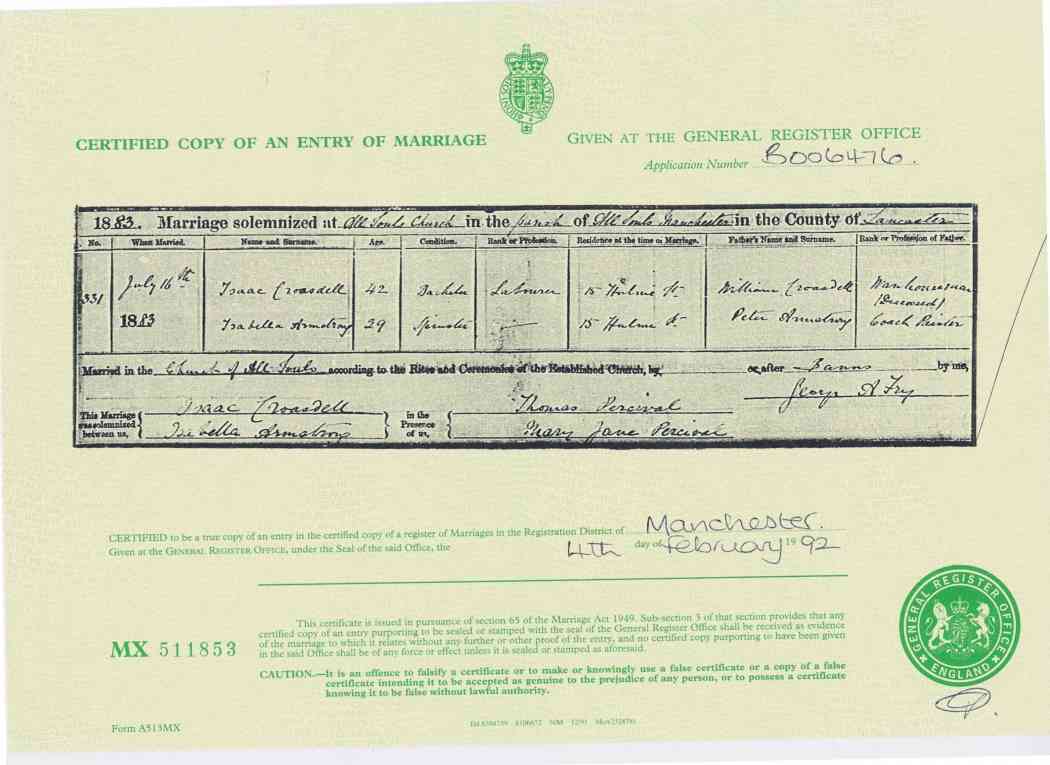 Wedding Certificate 1883